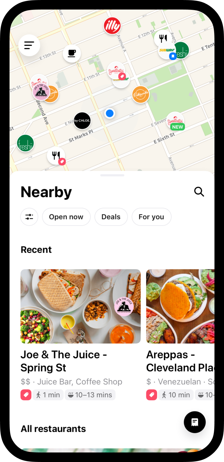 Mobile phone with Allset app on screen — Eat Local. Get Rewards.