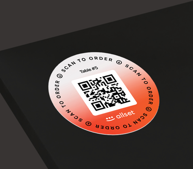 Sticker with qr code — Activate contactless table order + pay